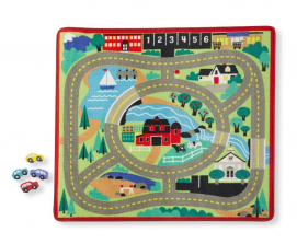 Melissa & Doug Round the Town Road Rug with 4 Wooden Cars