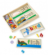 Melissa & Doug See & Spell Wooden Educational Toy With 8 Double-Sided Spelling Boards and 64 Letters