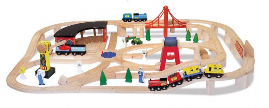 Melissa & Doug Deluxe Wooden Railway Train Set