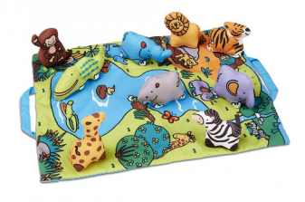 Melissa & Doug Take-Along Folding Wild Safari Play Mat (19.25 x 14.5 inches) With 9 Animals