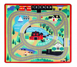 Melissa & Doug Round the Town Road Rug and Car Activity Play Set With 4 Wooden Cars (39 x 36 inches)