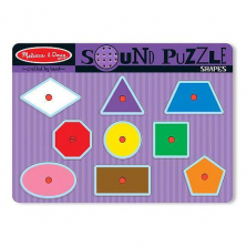 Melissa & Doug Shapes Sound Puzzle - Wooden Peg Puzzle With Sound Effects (9 pieces)