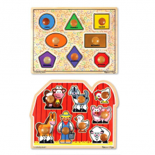 Melissa & Doug Shapes and Farm Animals Jumbo Knob Wooden Puzzle