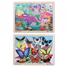 Melissa & Doug Wooden Jigsaw Puzzle Set - Mermaids and Butterflies