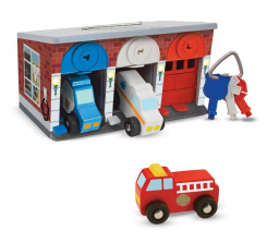 Melissa & Doug Lock and Roll Rescue Garage Wooden Vehicle