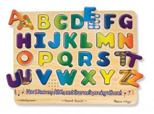 Melissa & Doug Alphabet Sound Puzzle - Wooden Peg Puzzle With Sound Effects (26 pieces)