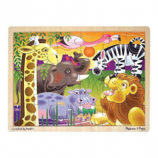 Melissa & Doug African Plains Safari Wooden Jigsaw Puzzle With Storage Tray (24 pieces)