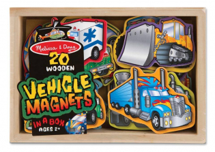 Melissa & Doug Wooden Vehicle Magnets in a Box (20 pcs)