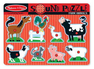 Melissa & Doug Farm Animals Sound Puzzle - Wooden Peg Puzzle With Sound Effects (8 pieces)