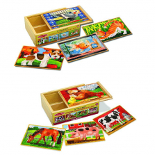 Melissa & Doug Animals 4-in-1 Wooden Jigsaw Puzzles Set - Pets and Farm