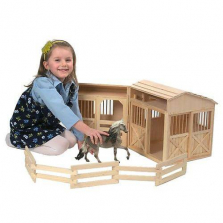 Melissa & Doug Folding Wooden Horse Stable Dollhouse With Fence