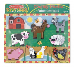 Melissa & Doug Fresh Start Chunky Wooden Puzzle 8-Piece - Farm Animals