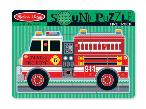 Melissa & Doug Fire Truck Sound Puzzle - Wooden Peg Puzzle With Sound Effects (9 pcs)