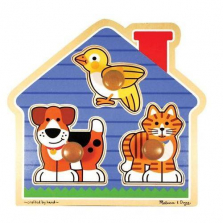 Melissa & Doug House Pets Jumbo Knob Wooden Puzzle - 3-Piece