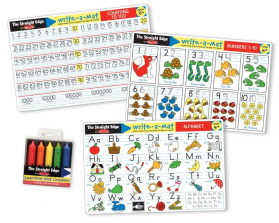 Melissa & Doug Alphabet and Numbers Placemats (Set of 3 Double-Sided Mats) With 5 Wipe-Off Crayons