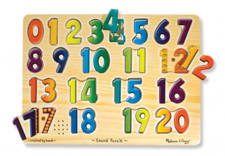 Melissa & Doug Numbers Sound Puzzle - Wooden Peg Puzzle With Sound Effects (21 pieces)