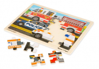 Melissa & Doug To the Rescue! Wooden Jigsaw Puzzle - Rescue Vehicles (24 pcs)