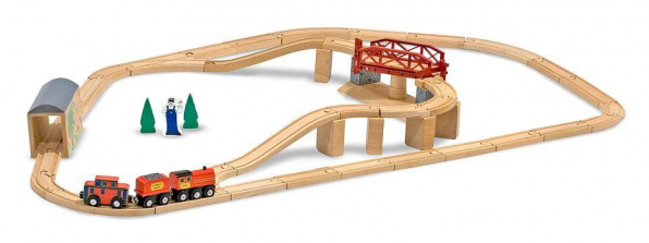 Melissa & Doug Swivel Bridge Wooden Train Set