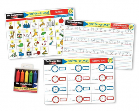 Melissa & Doug Basic Skills Placemat Set - Phonics, Handwriting, and Telling Time