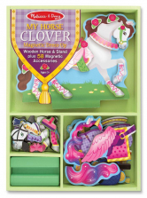 Melissa & Doug My Horse Clover Wooden Doll and Stand With Magnetic Dress-Up Accessories (60 pcs)