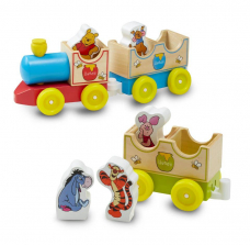 Melissa & Doug Disney Baby Winnie the Pooh All Aboard Wooden Train With 3 Train Cars and 5 Characters