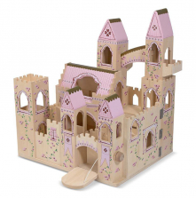 Melissa & Doug Folding Princess Castle Wooden Dollhouse With Drawbridge and Turrets