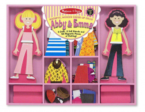 Melissa & Doug Abby and Emma Deluxe Magnetic Wooden Dress-Up Dolls Playset