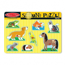 Melissa & Doug Pets Sound Puzzle - Wooden Peg Puzzle With Sound Effects (8 pieces)