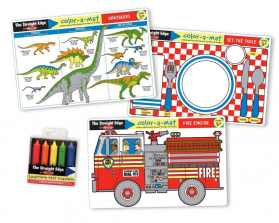 Melissa & Doug Fun Themes Placemat Set: Set the Table, Fire Engine, Dinosaurs