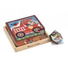 Melissa & Doug Vehicles Wooden Cube Puzzle With Storage Tray - 6 Puzzles in 1 (16 pcs)