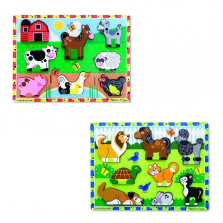 Melissa & Doug Wooden Chunky Puzzles Set - Farm and Pets