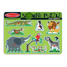 Melissa & Doug Zoo Animals Sound Puzzle - Wooden Peg Puzzle With Sound Effects (8 pieces)