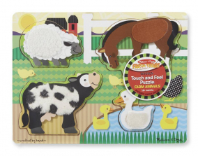 Melissa & Doug Fresh Start Farm Animals Touch and Feel Wooden Puzzle - 4-piece