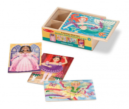 Melissa & Doug Fanciful Friends Wooden Jigsaw Puzzles in a Storage Box (4 puzzles)