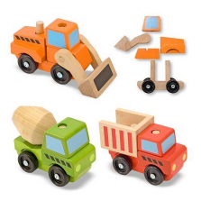 Melissa & Doug Stacking Construction Vehicles Wooden Toy Set