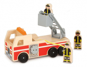 Melissa & Doug Wooden Fire Truck With 3 Firefighter Play Figures