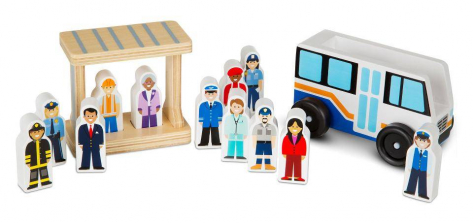 Melissa & Doug Off to Work Bus Set Wooden Classic Toy