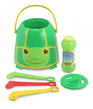 Melissa & Doug Sunny Patch Tootle Turtle Bubble-Blowing Bucket Set With 3 Bubble Wands