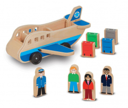 Melissa & Doug Wooden Airplane Play Set With 4 Play Figures and 4 Suitcases