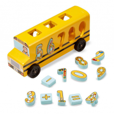 Melissa & Doug Number Matching Math Bus - Educational Toy With 10 Numbers, 3 Math Symbols, and 5 Double-Sided Cards