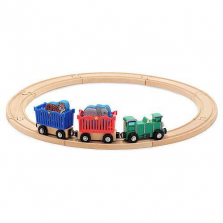 Melissa & Doug Zoo Animal Wooden Train Set (12+ pcs)