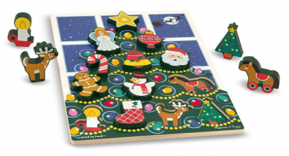 Melissa & Doug Holiday Christmas Tree Wooden Chunky Puzzle (13 pcs)