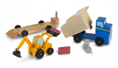 Melissa & Doug Dump Truck and Loader Wooden Classic Vehicle Set