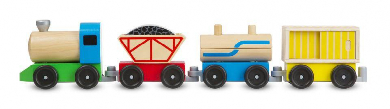 Melissa & Doug Cargo Train - Classic Wooden Toy (4 linking cars, approx. 5 inches long each)