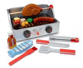 Melissa & Doug Rotisserie and Grill Wooden Barbecue Play Food Set (24 pcs)