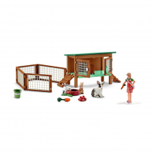 Schleich Farm Life Rabbit Hutch with Rabbits and Feed Playset