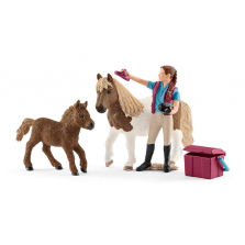 Schleich Stablehand with Shetland Ponies Figurine