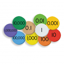 10-Value Decimals to Whole Numbers Place Value Discs Set - 250-piece