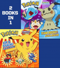Pokemon 2-in-1 Books Ash and Pikachu Alola Region and Team Rocket Alola Region Set