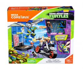 Mega Construx Teenage Mutant Ninja Turtles Leo Turtle Glider Pursuit Building Set 130 Pieces